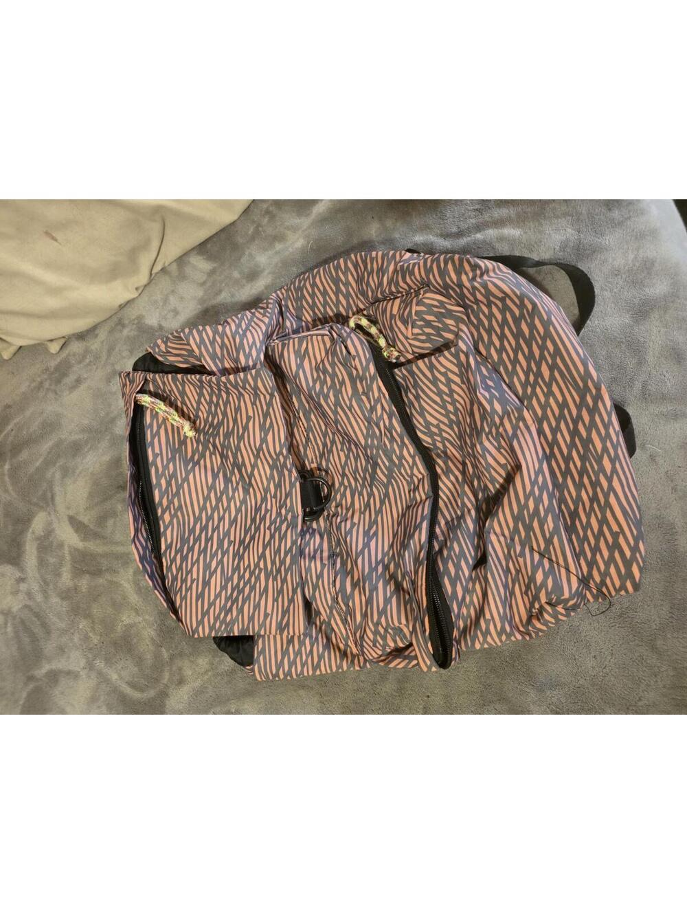 Lightweight Pink and Black Patterned Drawstring Backpack
